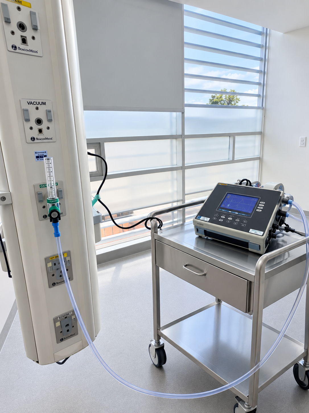 Calibración de un flujómetro de oxígeno con analizador de flujo patrón